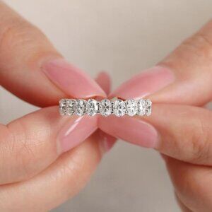1.8 CT Oval Cut Semi Eternal Vintage Stacked Band Moissanite Ring